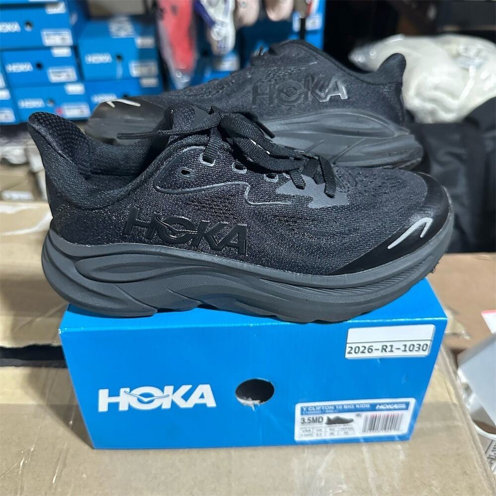 HOKA Clifton 10 'Triple Black' Sneakers | Youth 3.5 Womens 5 | Preowned